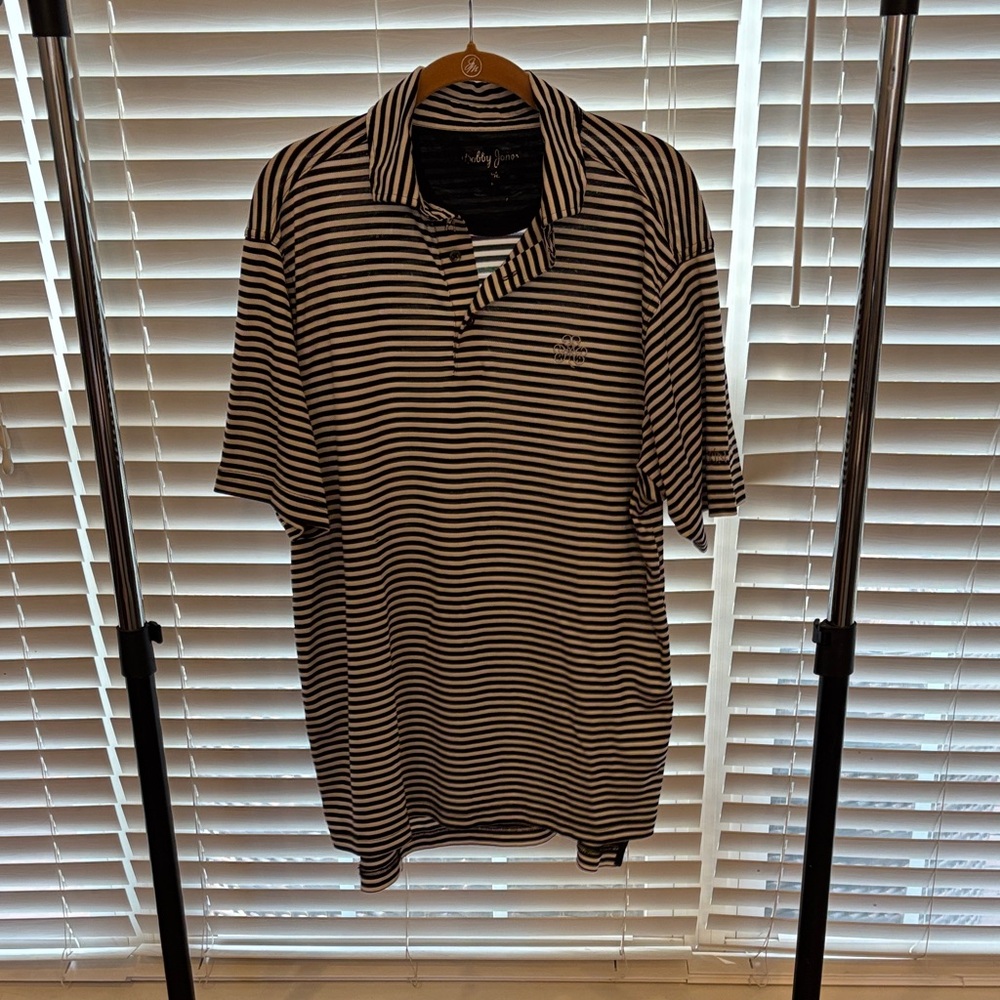 Bobby Jones Men's medium Black and White Striped Shirt